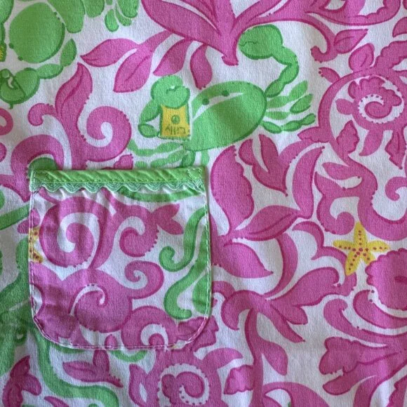 LILLY PULITZER Sea Creatures Dress Girls 3-6 Months Infant Girl Pink Green Crabs - Picture 4 of 9